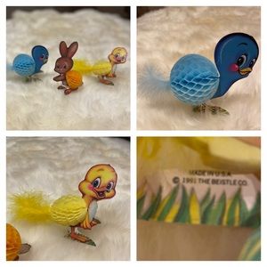 Vintage set of 3 BEISTLE Honeycomb & Die Cut Easter cuts outs